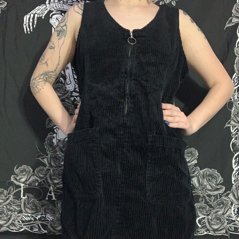 Corduroy zip up dress with pockets
